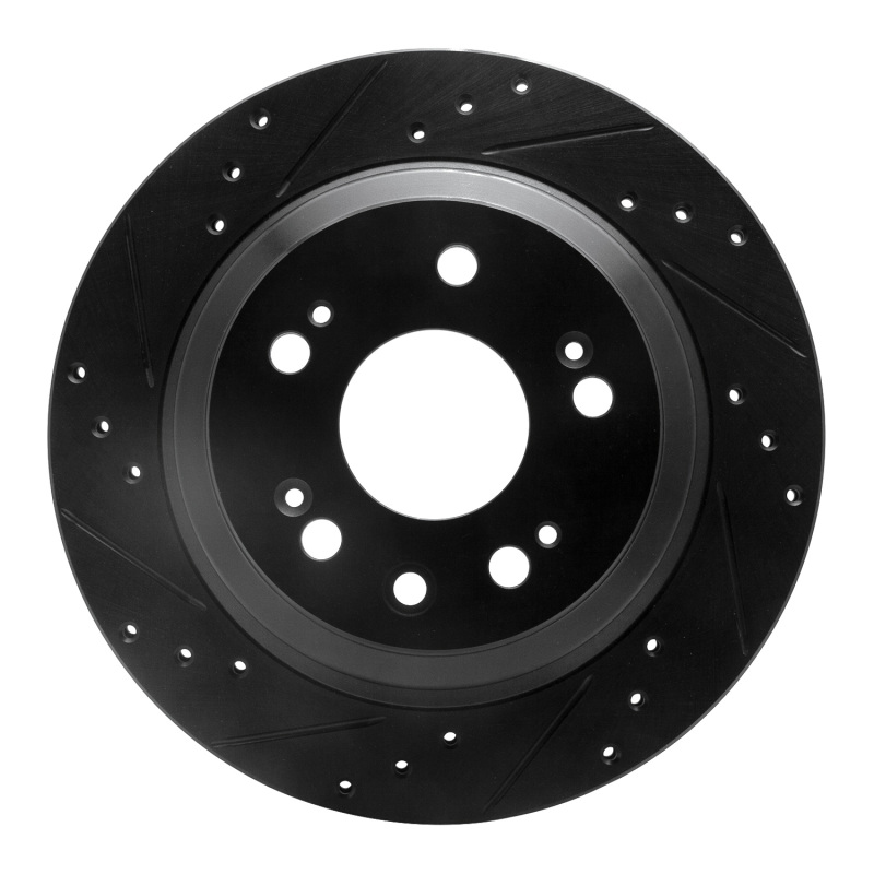 Acura RL Brake Rotor (1) - Rear Left - R1 Concepts - Drilled & Slotted - Black - `05-`12